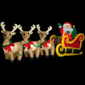16 ft. L x 5.9 ft. H Inflatable Santa in Sleigh with 3 Reindeer