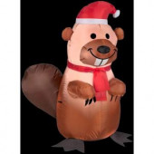 3.5 ft. H Inflatable Holiday Beaver with Santa Hat and Scarf