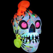 45.28 in. W x 48.03 in. D x 72.05 in. H Inflatable Light Show Skull with Spiders - Kaleidoscope