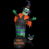 46.06 in. W x 26.77 in. D x 65.75 in. H Animated Inflatable Wobbling Witch Scene