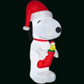 64 in. Inflatable Snoopy with Woodstock in Stocking-Giant-Peanuts