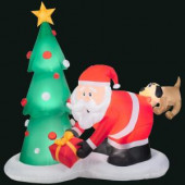 83.86 in. L x 43.31 in. W x 81.1 in. H Inflatable Santa and Dog Scene