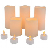 Battery Operated Bisque Color LED Resin Candle Set (9-Piece)