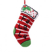 19 in. Polyester/Acrylic Hooked Christmas Stocking with Fa La La