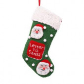 19 in. Polyester/Acrylic Hooked Christmas Stocking with Santa Image