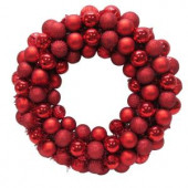 20 in. Red Plastic Ball Christmas Ornament Wreath