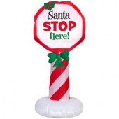 20.47 in. W x 18.11 in. D x 42.13 in. H Lighted Inflatable Outdoor Santa Stop Here Sign