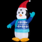 31.10 in. W x 18.11 in. D x 42.13 in. H Lighted Inflatable Outdoor Penguin in Sweater