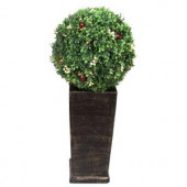 3.16 ft. Pre-Lit LED Boxwood Artificial Christmas Tree Topiary with 35 Battery-Operated Warm-White