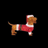 40 in. LED Lighted Tinsel Dachshund in Santa Coat and Hat