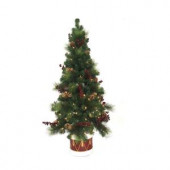 4.5 ft. Pre-Lit Potted Artificial Christmas Tree with Drum Pot and Clear Lights