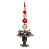 5 ft. Battery Operated Plastic Ball Ornament Topiary Tree with 30 Clear LED Lights and Timer Feature