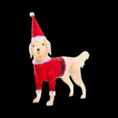 52 in. Pre-Lit Brown Fuzzy Dog with Red Santa Coat