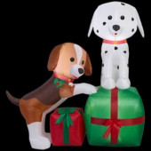 59.84 in. W x 31.10 in. D x 59.84 in. H Lighted Inflatable Puppies Gift Scene