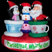 6 ft. Airblown Animated Tea Cup Ride with Santa, Snowman and Penquin