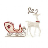 65 in. LED Lighted White Deer and 46 in. LED Lighted Sleigh