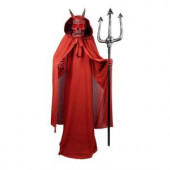 72 in. Animated Skeleton Devil in Red Cloak with Pitch Fork