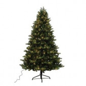 7.5 ft. Yukon Spruce Quick-Set Artificial Christmas Tree with 500 8-Function LED Lights