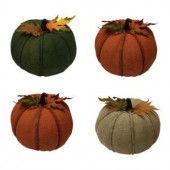 8 in. Burlap Pumpkin (Set of 4)