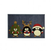 Festive Penguins 20 in. x 30 in. Woven Holiday Mat