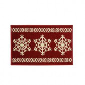 Red Snowflake Sweater 20 in. x 30 in. Woven Holiday Mat