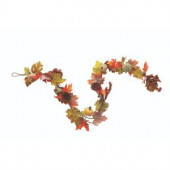 Green Harvest 6 in. Garland with Pumpkin, Gourd and Maple Leaf