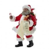 10.5 in. Fabriche Black Santa with List and Candy Cane