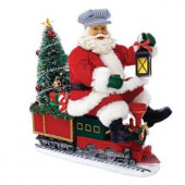 9.5 in. Fabriche Battery-Operated Santa on Train with LED Tree