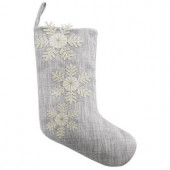 16 in. Silver Polyester Snowflake Christmas Stocking