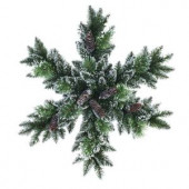 32 in. LED Pre-Lit Glittery Bristle Snowflake Artificial Christmas Wreath