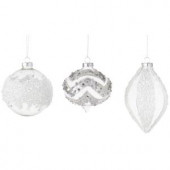 4 in. Chunky Ice Glitter Christmas Ornaments (Set of 6)