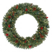 48 in. Battery Operated Winslow Artificial Wreath with 120 Clear LED Lights