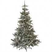 7.5 ft. Indoor Pre-Lit Snowy Norwegian Spruce Artificial Christmas Tree with Clear Lights