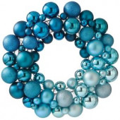 Christmas Ornament 16 in. Dia Artificial Christmas Wreath in Blue