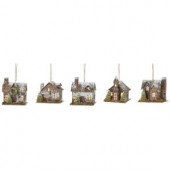 Lighted Winter House Ornament (Set of 5)