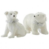 Multi-Sized Sisal Polar Bear and Cub Figurines (Set of 2)