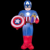 41.34 in. D x 38.19 in. W x 72.05 in. H Inflatable Captain America with Present and Shield