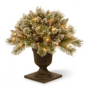 1.5 ft. Glittery Bristle Pine Porch Artificial Bush with Clear Lights