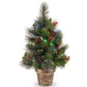 24 in. Crestwood Spruce Tree with Battery Operated Multicolor LED Lights