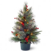 24 in. Feel-Real Colonial Small Wrapped Tree with Battery Operated LED Lights