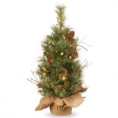 24 in. Glistening Pine Tree with Battery Operated Warm White LED Lights