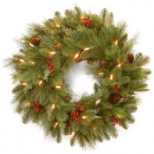 24 in. Noelle Artificial Wreath with Battery Operated Warm White LED Lights