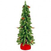 2.5 ft. Downswept Forestree Artificial Christmas Tree with Cones, Red Berries in Red Cloth Bag and Clear Lights