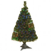2.6 ft. Battery Operated Fiber Optic Ice Artificial Christmas Tree