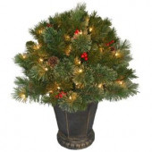 26 in. Cashmere Cone and Berry Decorated Potted Artificial Christmas Tree in Urn with 50 Clear Lights