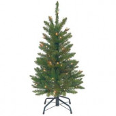 3 ft. Kingswood Fir Wrapped Pencil Artificial Christmas Tree with Clear Lights