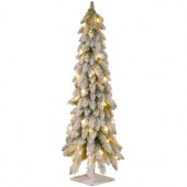 3 ft. Snowy Downswept Forestree Artificial Christmas Tree with Metal Plate and Clear Lights