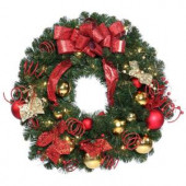30 in. Decorative Collection Artificial Wreath with 50 Clear Lights
