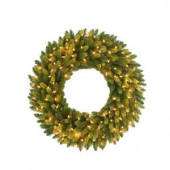 30 in. Feel-Real Jersey Fraser Fir Artificial Wreath with 100 Clear Lights