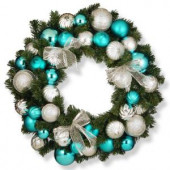 30 in. Silver and Blue Ornament Artificial Wreath